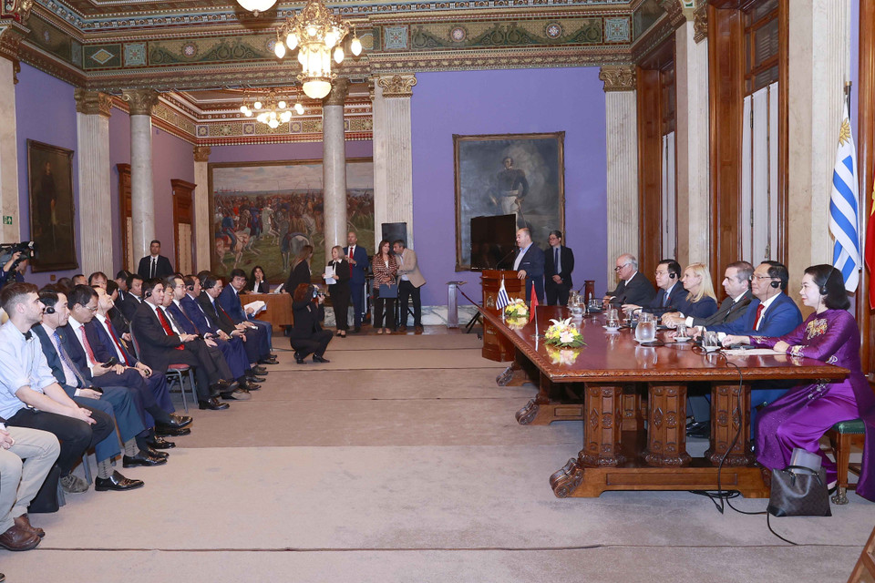 Quang cảnh Lễ ra mắt Nhóm Nghị sỹ hữu nghị Đông Uruguay-Việt Nam và Nhóm Nghị sỹ hữu nghị Việt Nam-Đông Uruguay. (Ảnh: Doãn Tấn/TTXVN)