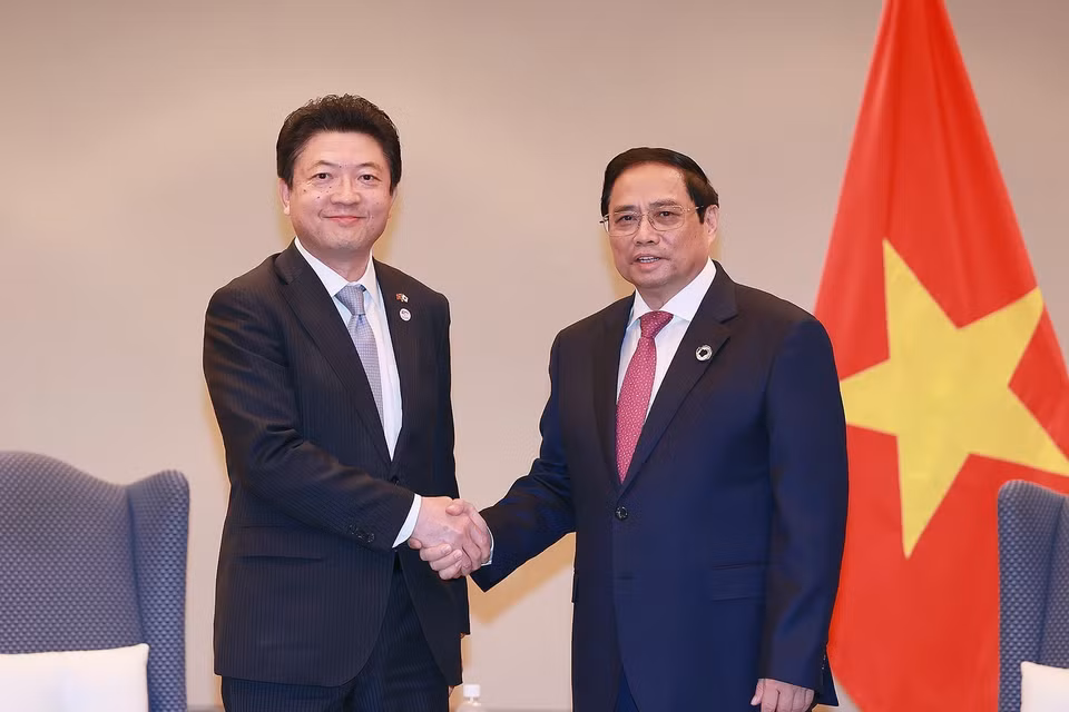 Thủ tướng Phạm Minh Chính tiếp ông Akio Yoshida, Chủ tịch điều hành Tập đoàn AEON. (Ảnh: Dương Giang/TTXVN)