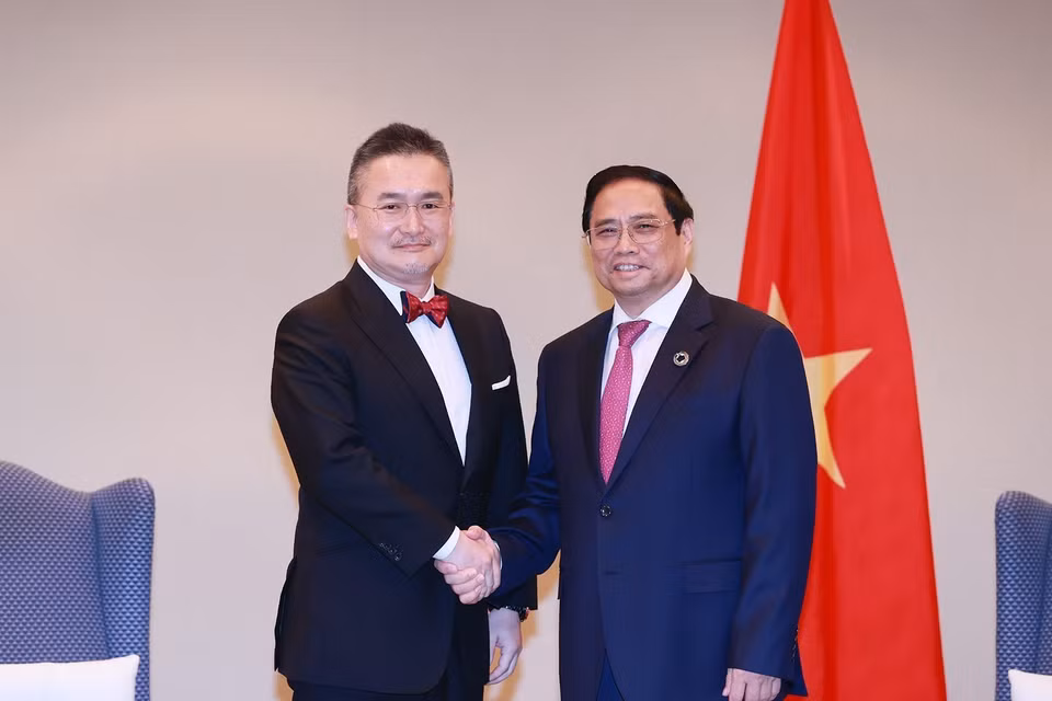 Thủ tướng Phạm Minh Chính tiếp Chủ tịch Công ty Thăm dò và Khai thác dầu khí Mitsui (MOECO) Hirotaka Hamamoto. (Ảnh: Dương Giang/TTXVN)