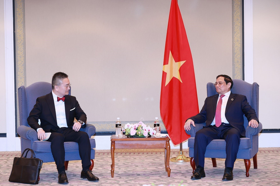 Thủ tướng Phạm Minh Chính tiếp Chủ tịch Công ty Thăm dò và Khai thác dầu khí Mitsui (MOECO) Hirotaka Hamamoto. (Ảnh: Dương Giang/TTXVN)