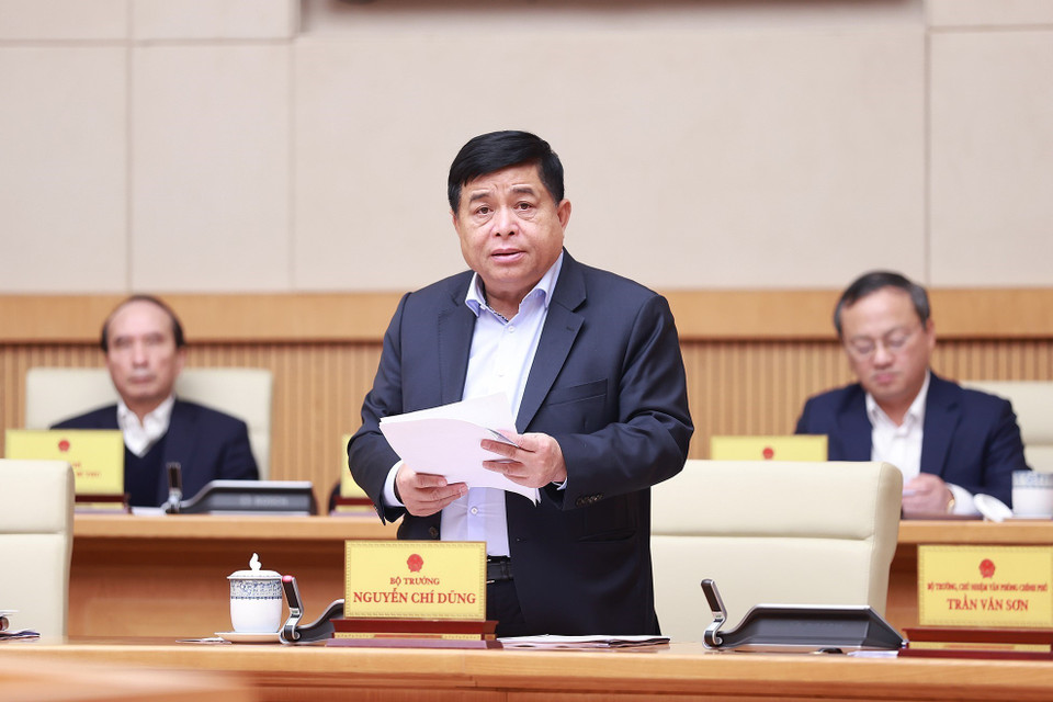 Bộ trưởng Bộ Kế hoạch và Đầu tư Nguyễn Chí Dũng phát biểu.(Ảnh: Dương Giang/TTXVN)