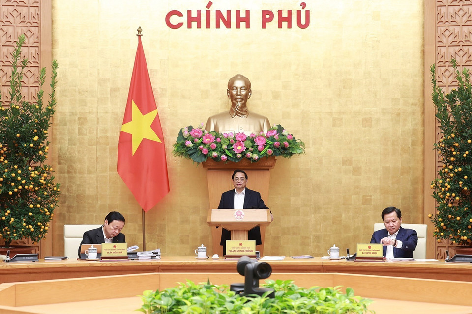 Phiên họp được tổ chức trực tuyến với các địa phương nhằm đánh giá tình hình kinh tế-xã hội tháng 1 và nhiệm vụ trọng tâm tháng 2. (Ảnh: Dương Giang/TTXVN)