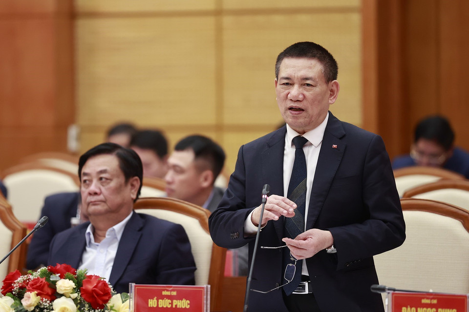 Bộ trưởng Bộ Tài chính Hồ Đức Phớc phát biểu. (Ảnh: Dương Giang/TTXVN)