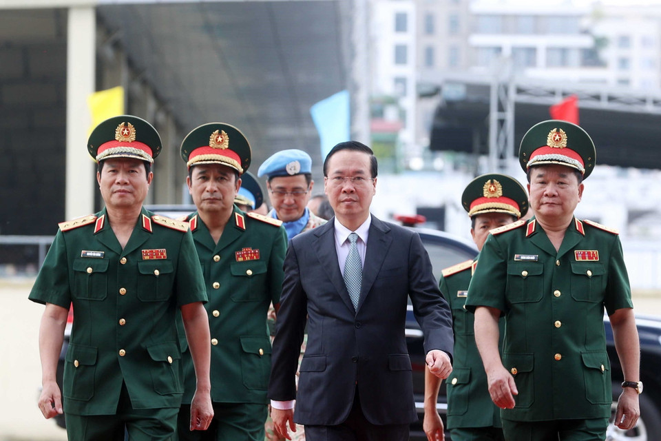 Chủ tịch nước Võ Văn Thưởng đến dự buổi lễ. (Ảnh: Thống Nhất/TTXVN)