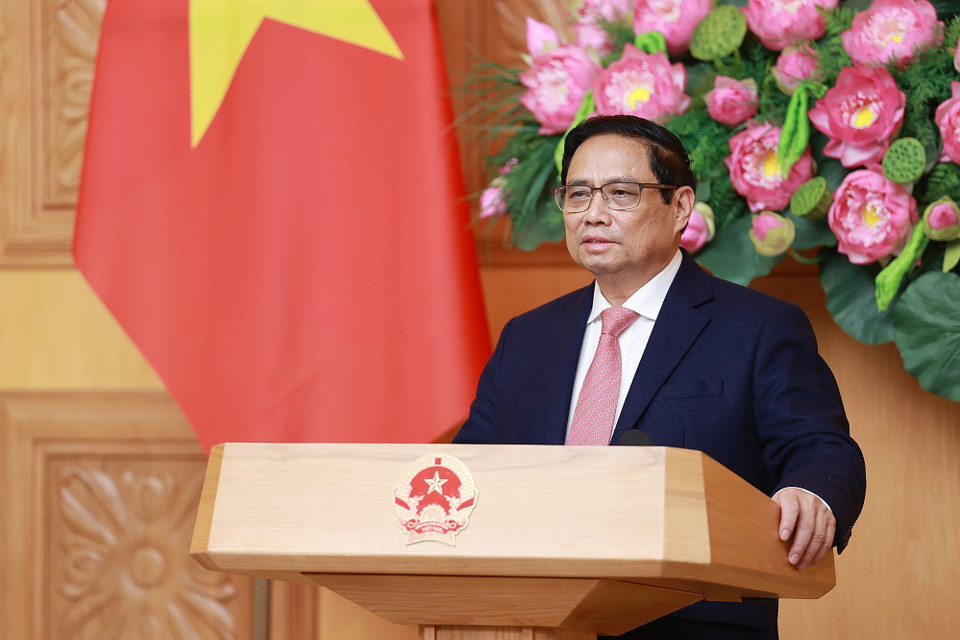 Thủ tướng Phạm Minh Chính phát biểu. (Ảnh: Dương Giang/TTXVN)