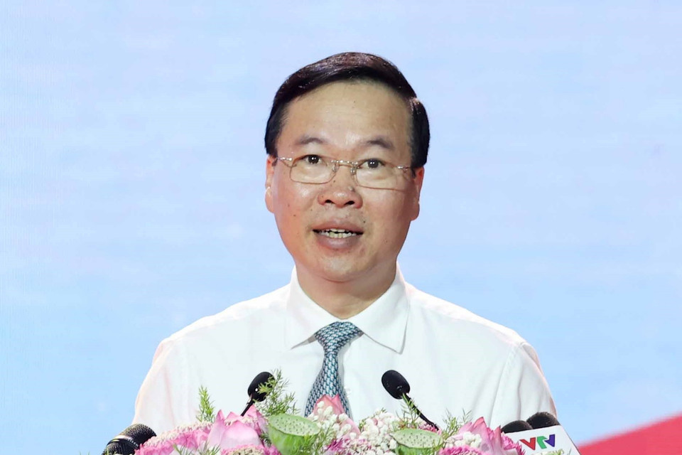 Chủ tịch nước Võ Văn Thưởng phát biểu tại Lễ phát động. (Ảnh: Thống Nhất/TTXVN)