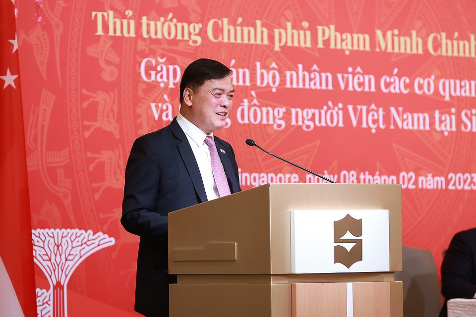Đại sứ Việt Nam tại Singapore Mai Phước Dũng phát biểu.(Ảnh: Dương Giang/TTXVN)