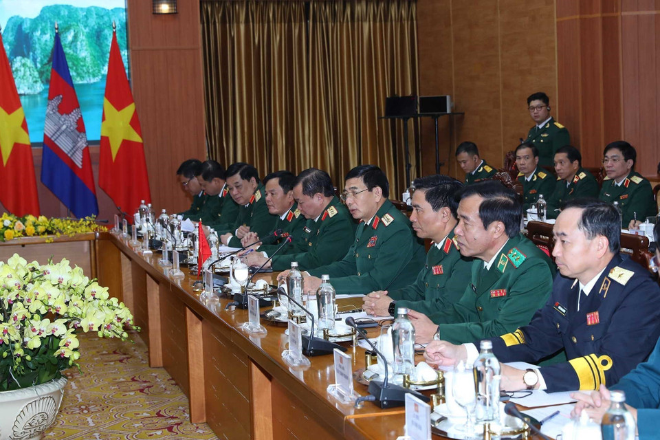 Đại tướng, Bộ trưởng Quốc phòng Phan Văn Giang tại buổi hội đàm. (Ảnh: Trọng Đức/TTXVN)