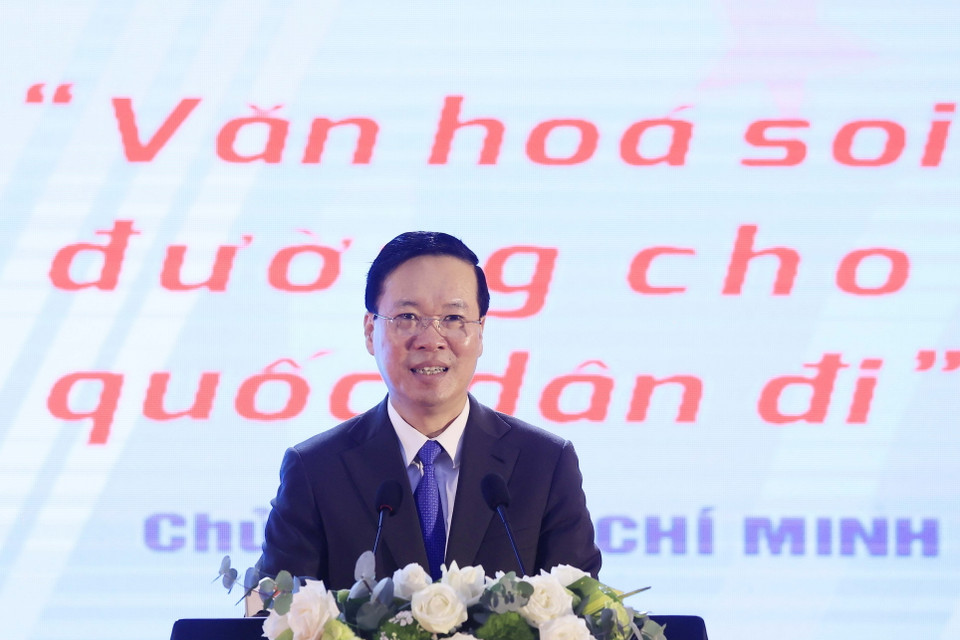 Chủ tịch nước Võ Văn Thưởng phát biểu. (Ảnh: Thống Nhất/TTXVN)