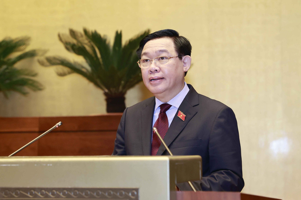 Chủ tịch Quốc hội Vương Đình Huệ chủ trì và phát biểu khai mạc. (Ảnh: Doãn Tấn/TTXVN)