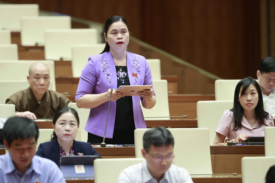Đại biểu Quốc hội tỉnh Tuyên Quang Ma Thị Thúy phát biểu. (Ảnh: Doãn Tấn/TTXVN)