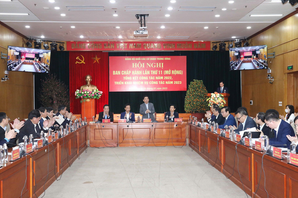 Đảng bộ Khối các cơ quan Trung ương tổ chức Hội nghị lần thứ 11 (mở rộng) tổng kết công tác năm 2022, triển khai nhiệm vụ năm 2023. (Ảnh: Phương Hoa/TTXVN)