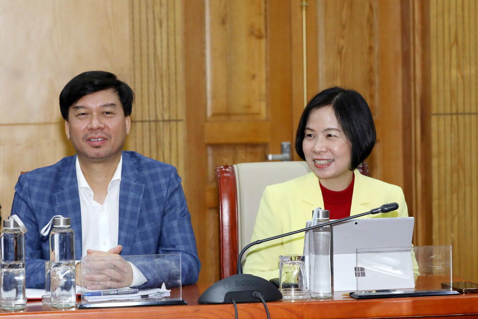 Bí thư Đảng ủy, Tổng Giám đốc Thông tấn xã Việt Nam Vũ Việt Trang cùng đại biểu dự hội nghị. (Ảnh: Phương Hoa/TTXVN)