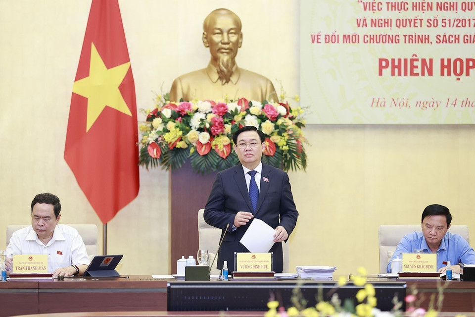 Chủ tịch Quốc hội Vương Đình Huệ phát biểu tại phiên họp. (Ảnh: Doãn Tấn/TTXVN)