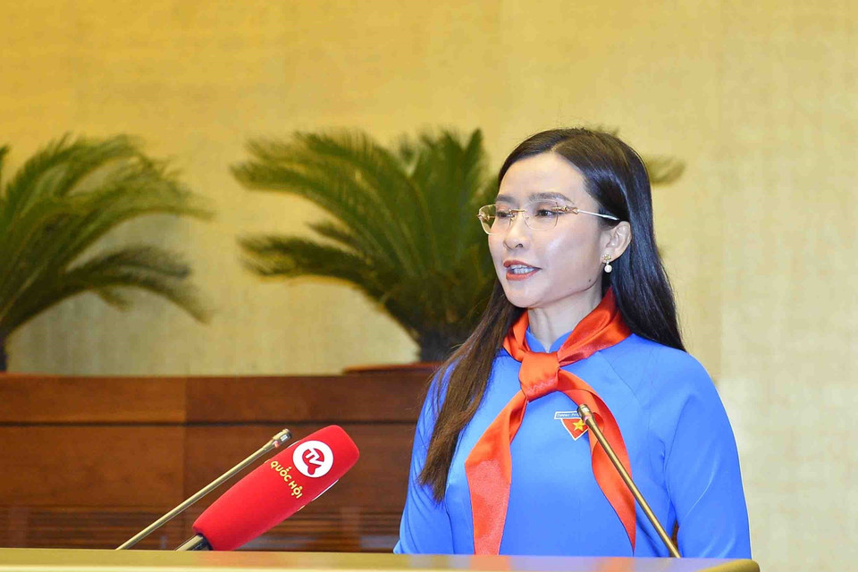 Bí thư Trung ương Đoàn, Chủ tịch Hội đồng Đội Trung ương Nguyễn Phạm Duy Trang phát biểu. (Ảnh: Minh Đức/TTXVN)