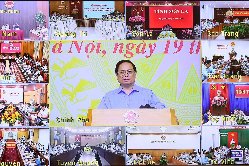 Phiên họp thứ năm Ban Chỉ đạo Cải cách Hành chính của Chính phủ trực tuyến đến các địa phương. (Ảnh: Dương Giang/TTXVN)