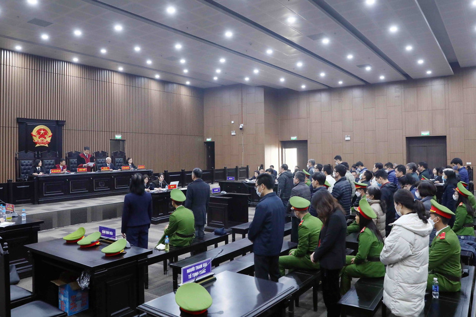 Quang cảnh buổi tuyên án. (Ảnh: Phạm Kiên/TTXVN)
