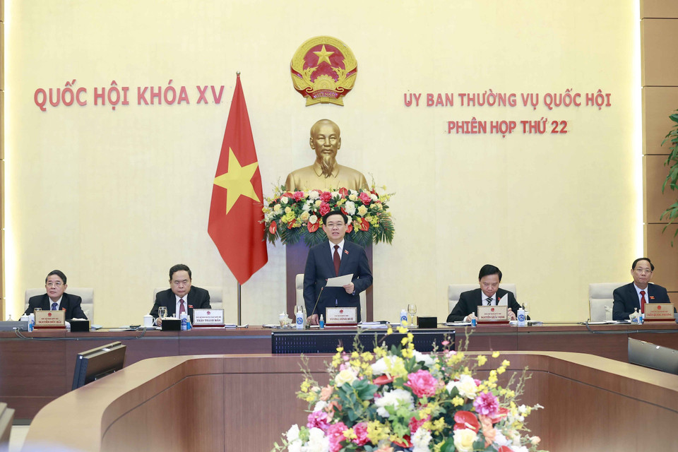 Chủ tịch Quốc hội Vương Đình Huệ phát biểu khai mạc. (Ảnh: Doãn Tấn/TTXVN)