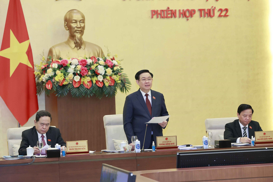 Ủy ban Thường vụ Quốc hội sẽ cho ý kiến về dự kiến Chương trình xây dựng luật, pháp lệnh năm 2024, điều chỉnh Chương trình xây dựng luật, pháp lệnh năm 2023; việc chuẩn bị Kỳ họp thứ 5 và tổng kết Kỳ họp bất thường lần thứ 4, Quốc hội khóa XV. (Ảnh: Doãn Tấn/TTXVN)