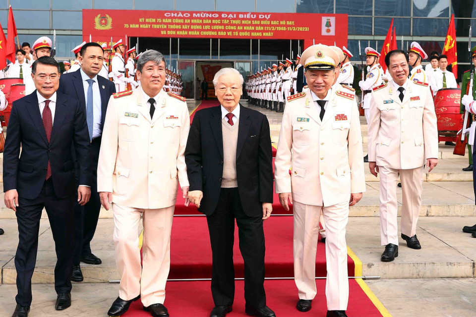 Tổng Bí thư Nguyễn Phú Trọng tới dự buổi lễ. (Ảnh: Phạm Kiên/TTXVN)