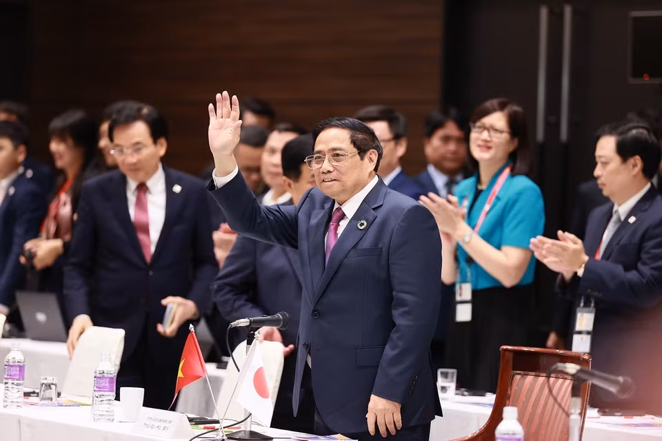 Thủ tướng Phạm Minh Chính đến dự Tọa đàm kinh doanh Việt Nam-Nhật Bản. (Ảnh: Dương Giang/TTXVN)