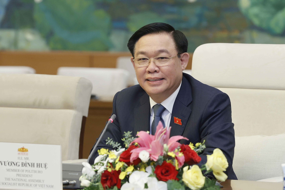 Chủ tịch Quốc hội Vương Đình Huệ phát biểu. (Ảnh: Doãn Tấn/TTXVN)