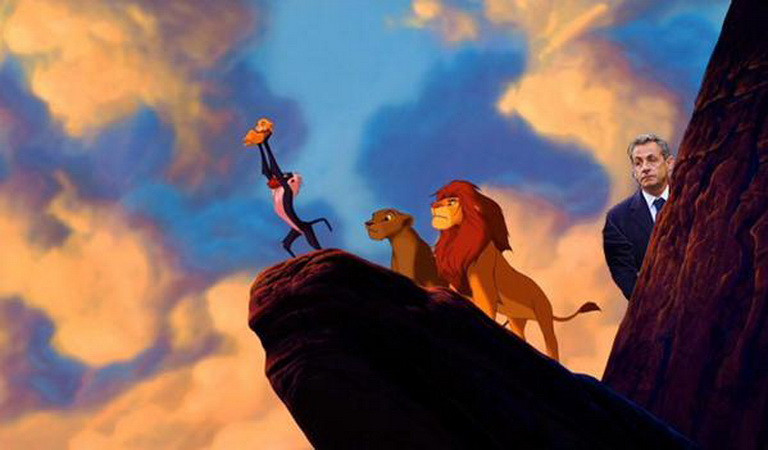 Ông Sarkozy trong một cảnh phim "Vua sư tử." (Nguồn: telegraph)