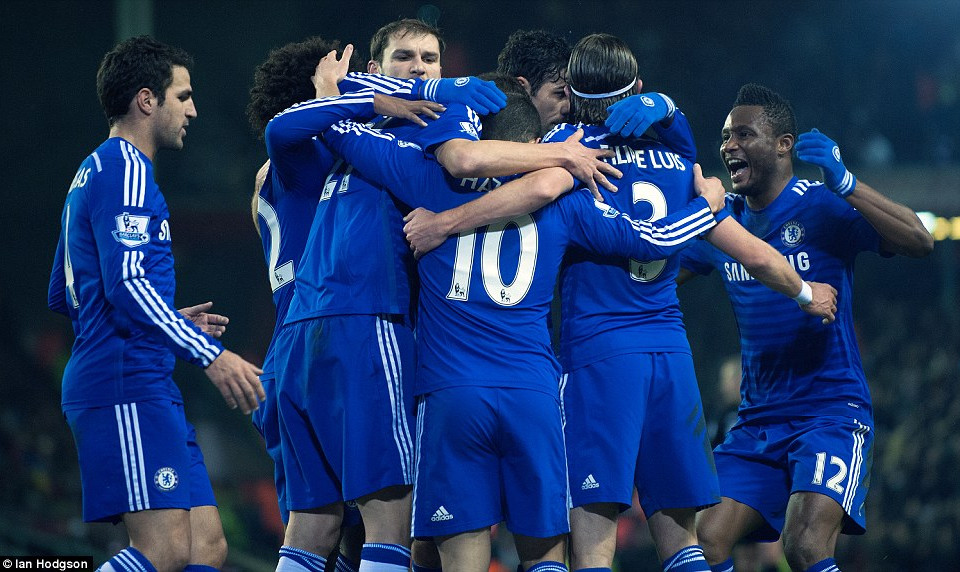 Niềm vui của các cầu thủ Chelsea.