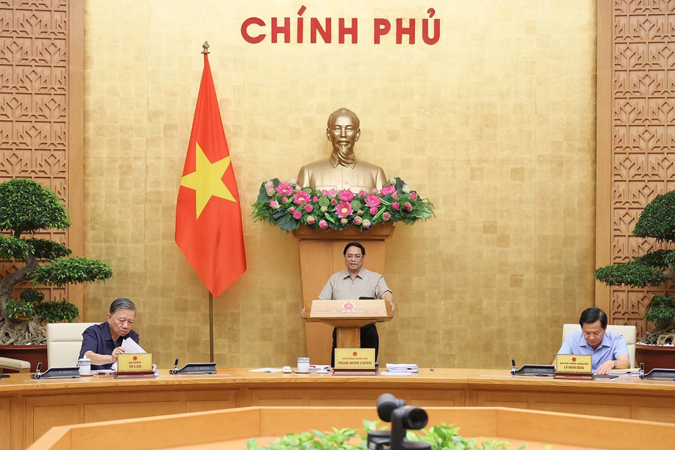 Thủ tướng Phạm Minh Chính chủ trì phiên họp. (Ảnh: Dương Giang/TTXVN)