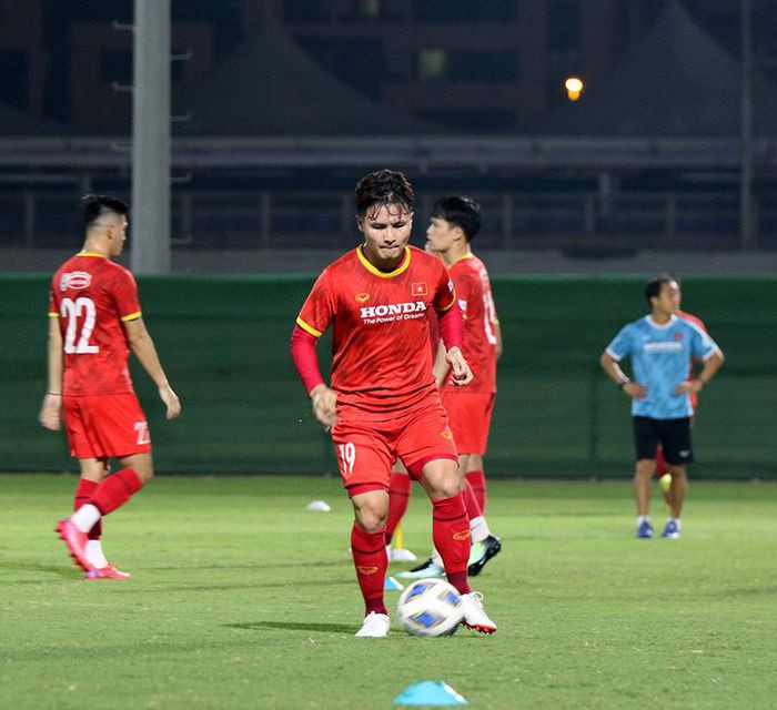Tiền vệ Quang Hải trong buổi tập của tuyển Việt Nam. (Nguồn: VFF)