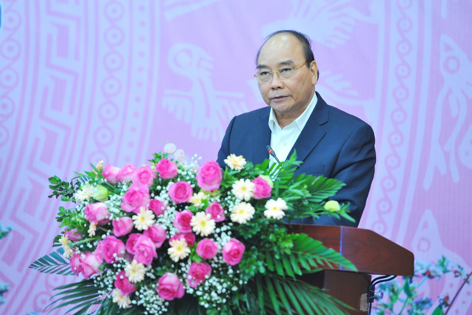 Chủ tịch nước Nguyễn Xuân Phúc phát biểu tại Hội nghị. (Ảnh: Minh Đức/TTXVN)