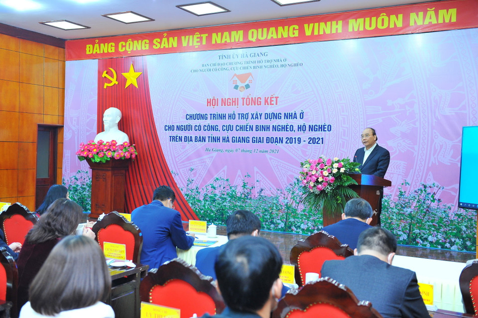 Chủ tịch nước Nguyễn Xuân Phúc phát biểu tại Hội nghị. (Ảnh: Minh Đức/TTXVN)