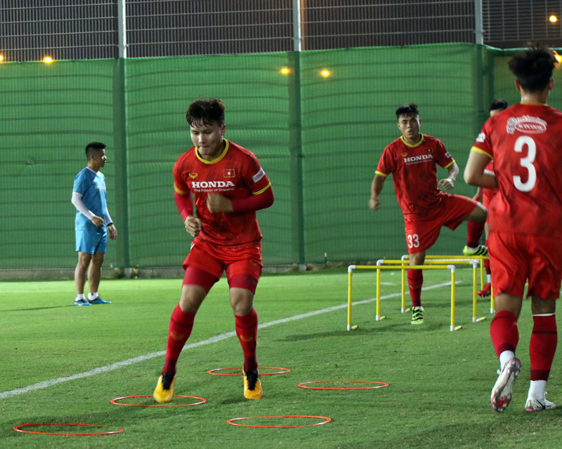 Tiền vệ Quang Hải trong buổi tập của đội tuyển Việt Nam. (Nguồn: VFF)