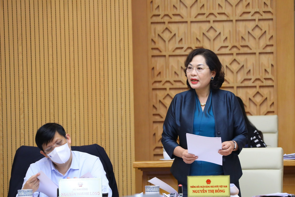 Thống đốc Ngân hàng Nhà nước Việt Nam Nguyễn Thị Hồng phát biểu. (Ảnh: Văn Điệp/TTXVN)