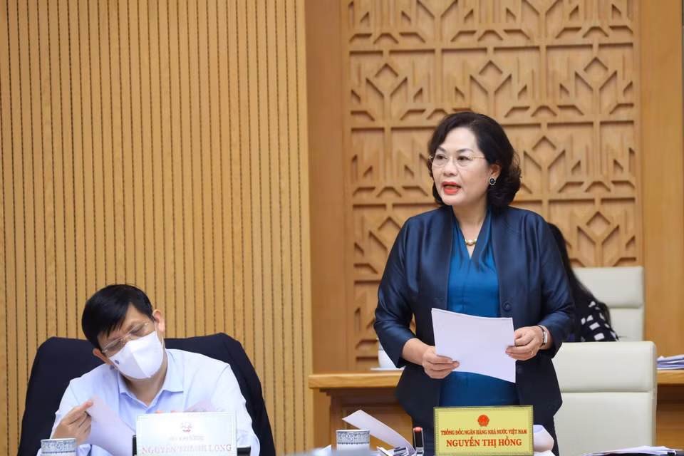 Thống đốc Ngân hàng Nhà nước Việt Nam Nguyễn Thị Hồng phát biểu. (Ảnh: Văn Điệp/TTXVN)