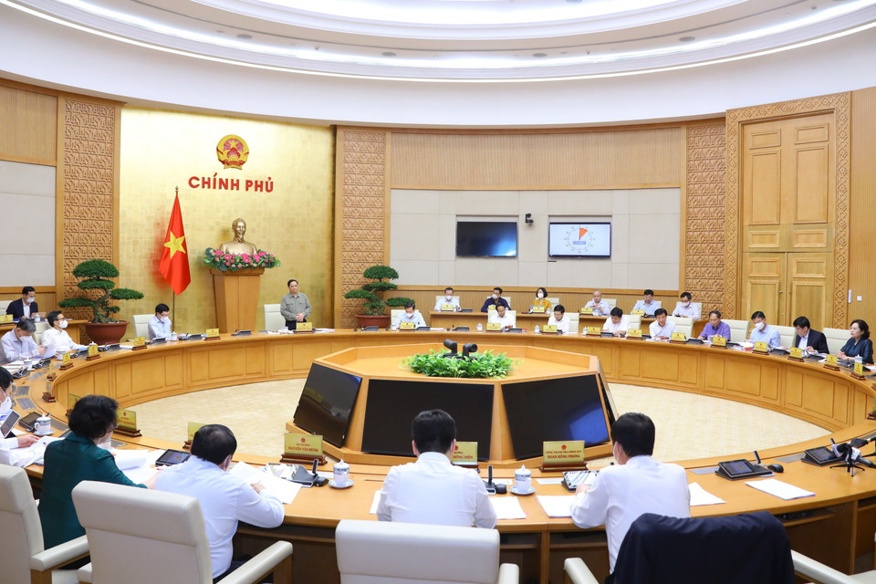 Thủ tướng Phạm Minh Chính chủ trì phiên họp Chính phủ thường kỳ tháng 10. (Ảnh: Văn Điệp/TTXVN)