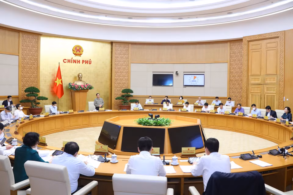 Thủ tướng Phạm Minh Chính chủ trì phiên họp Chính phủ thường kỳ tháng 10. (Ảnh: Văn Điệp/TTXVN)