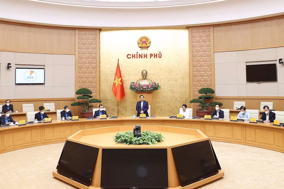 Thủ tướng Phạm Minh Chính chủ trì hội nghị. (Ảnh: Dương Giang/TTXVN)