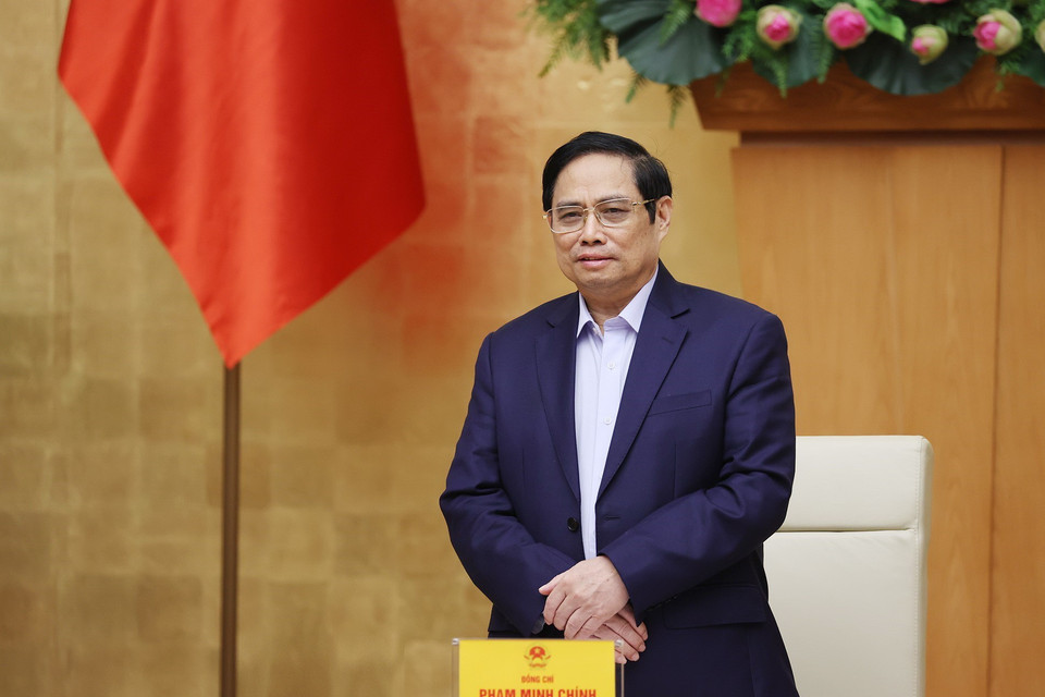 Thủ tướng Phạm Minh Chính chủ trì hội nghị. (Ảnh: Dương Giang/TTXVN)