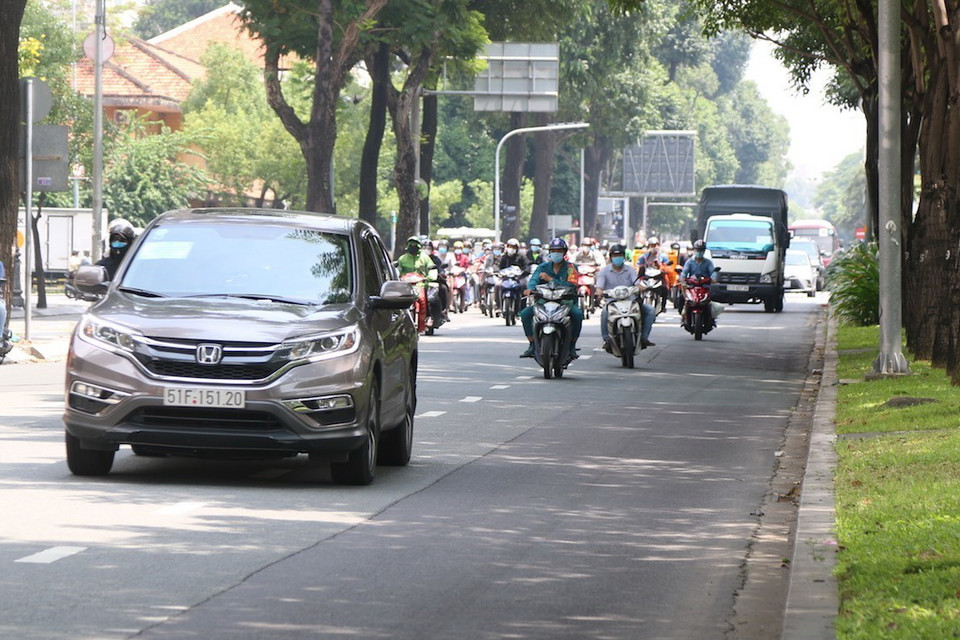 Các tuyến đường đã dần trở nên đông đúc. (Ảnh: Xuân Tình/TTXVN)