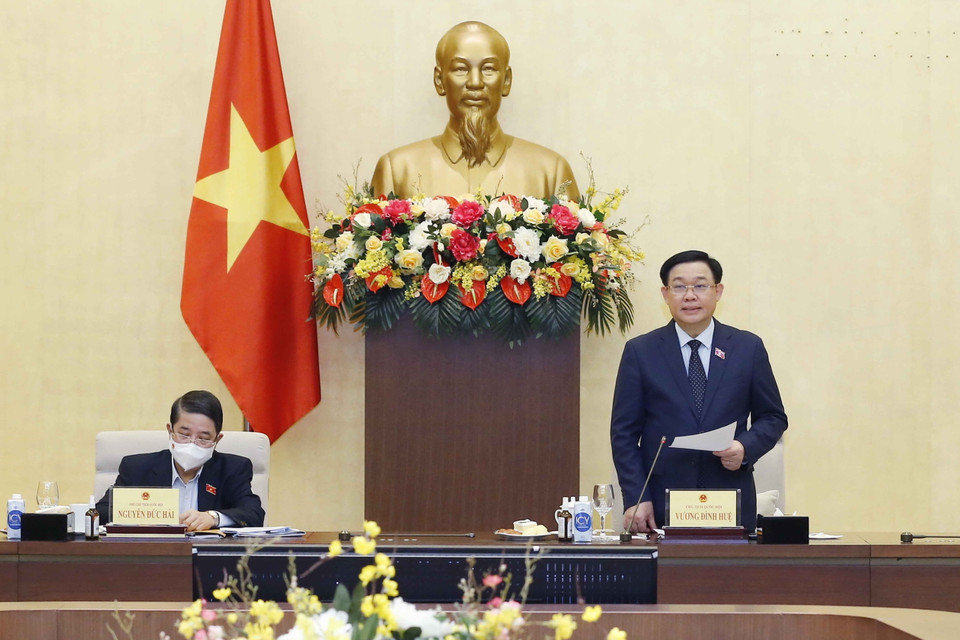 Chủ tịch Quốc hội Vương Đình Huệ phát biểu. (Ảnh: Doãn Tấn/TTXVN)