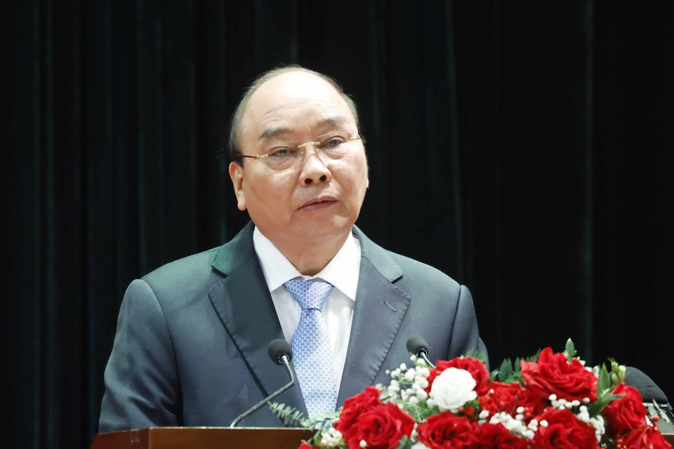 Chủ tịch nước Nguyễn Xuân Phúc phát biểu. (Ảnh: Thống Nhất/TTXVN)