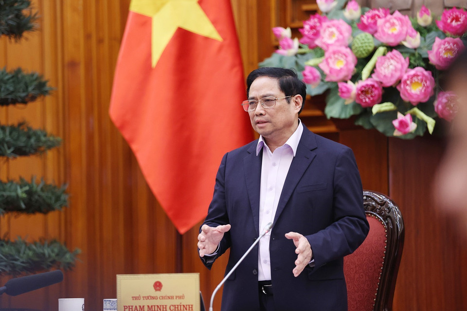 Thủ tướng Phạm Minh Chính chủ trì cuộc họp. (Ảnh: Dương Giang/TTXVN)
