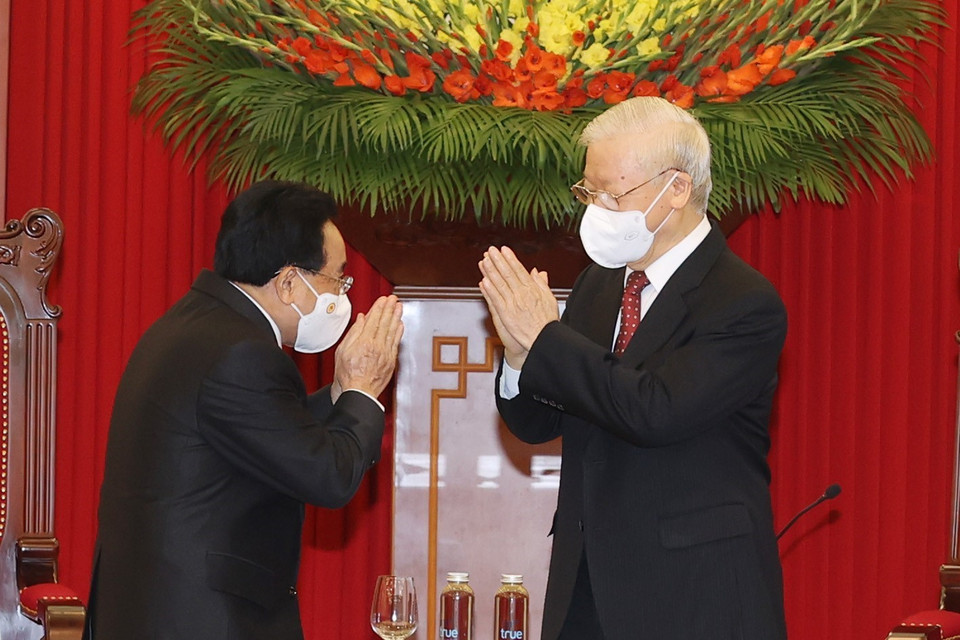 Hai nhà lãnh đạo tại buổi tiếp. (Ảnh: Trí Dũng/TTXVN)