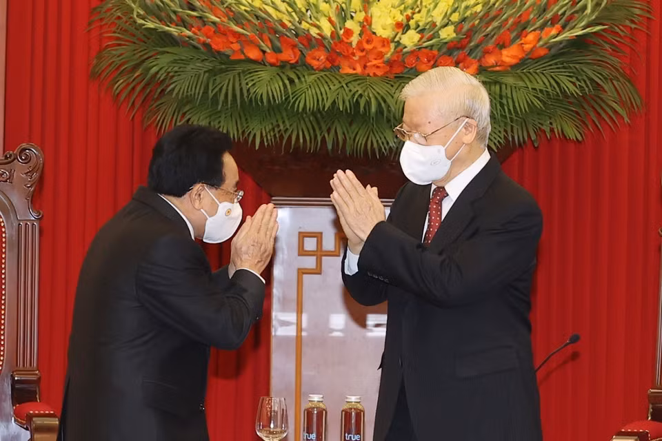 Hai nhà lãnh đạo tại buổi tiếp. (Ảnh: Trí Dũng/TTXVN)