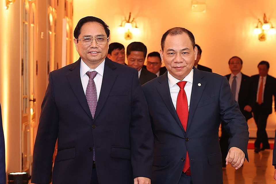 Thủ tướng Phạm Minh Chính đến dự Lễ trao giải thưởng VinFuture. (Ảnh: Dương Giang/TTXVN)