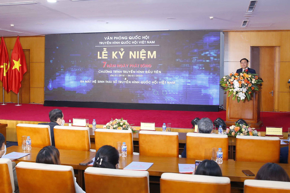 Chủ tịch Quốc hội Vương Đình Huệ phát biểu chỉ đạo. (Ảnh: Doãn Tấn/TTXVN)