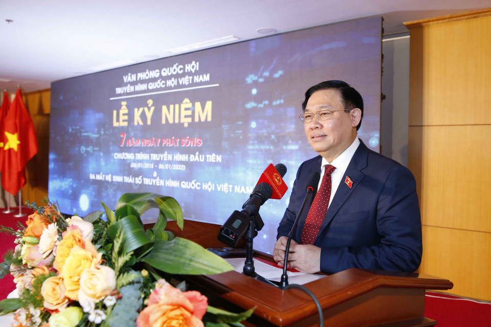 Chủ tịch Quốc hội Vương Đình Huệ phát biểu chỉ đạo. (Ảnh: Doãn Tấn/TTXVN)