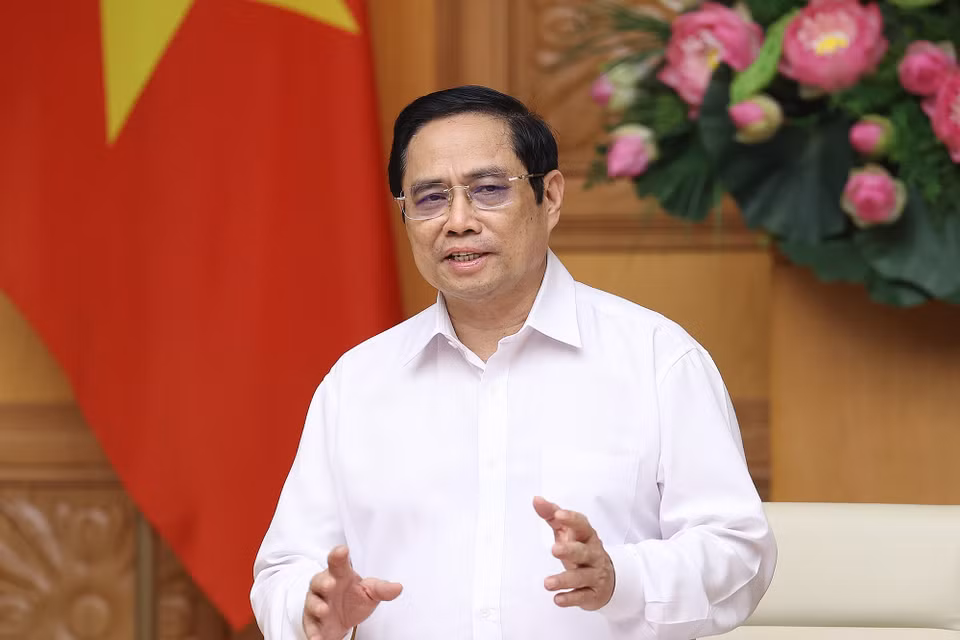 Thủ tướng Phạm Minh Chính phát biểu tại buổi làm việc với các doanh nghiệp châu Âu tại Việt Nam. (Ảnh: Dương Giang/TTXVN)