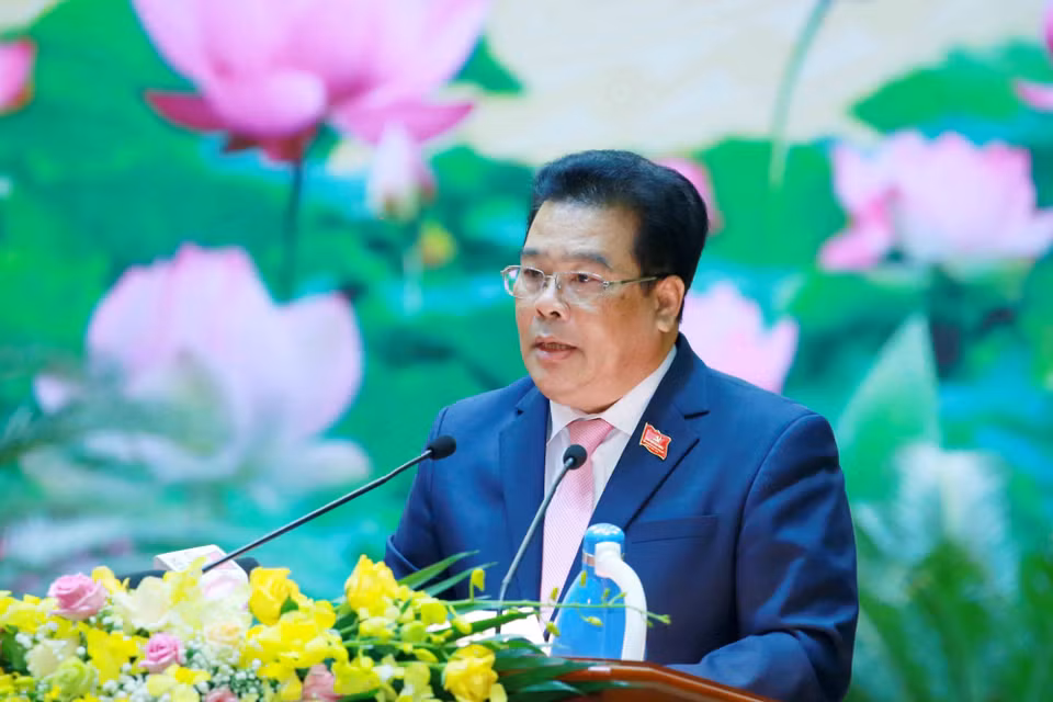 Ông Sơn Minh Thắng, Uỷ viên Trung ương Đảng, Bí thư Đảng uỷ Khối các cơ quan Trung ương phát biểu khai mạc Đại hội. (Ảnh: Phương Hoa/TTXVN)